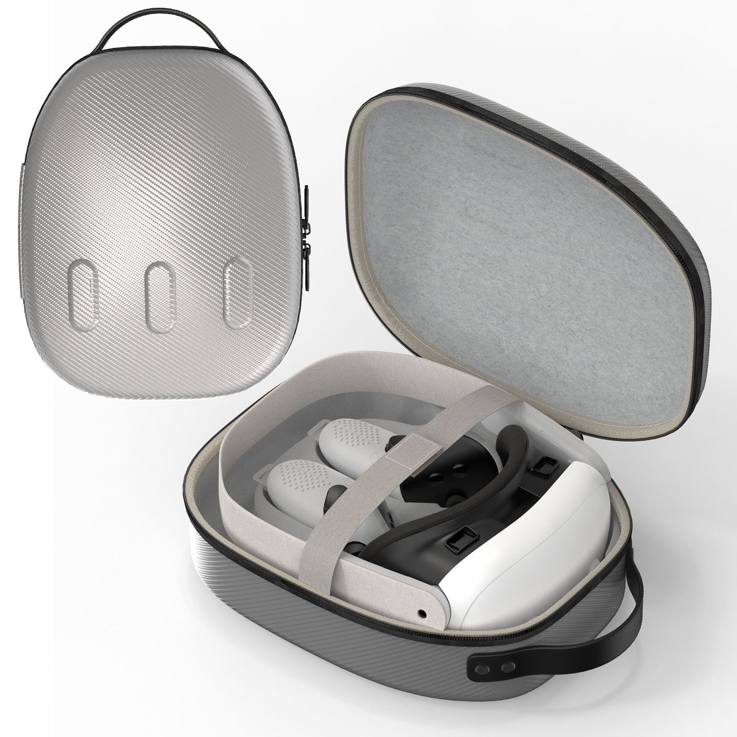 VR Carrying Case Hard EVA Case With 3 Convex Points Silvery Compatible with Quest 3